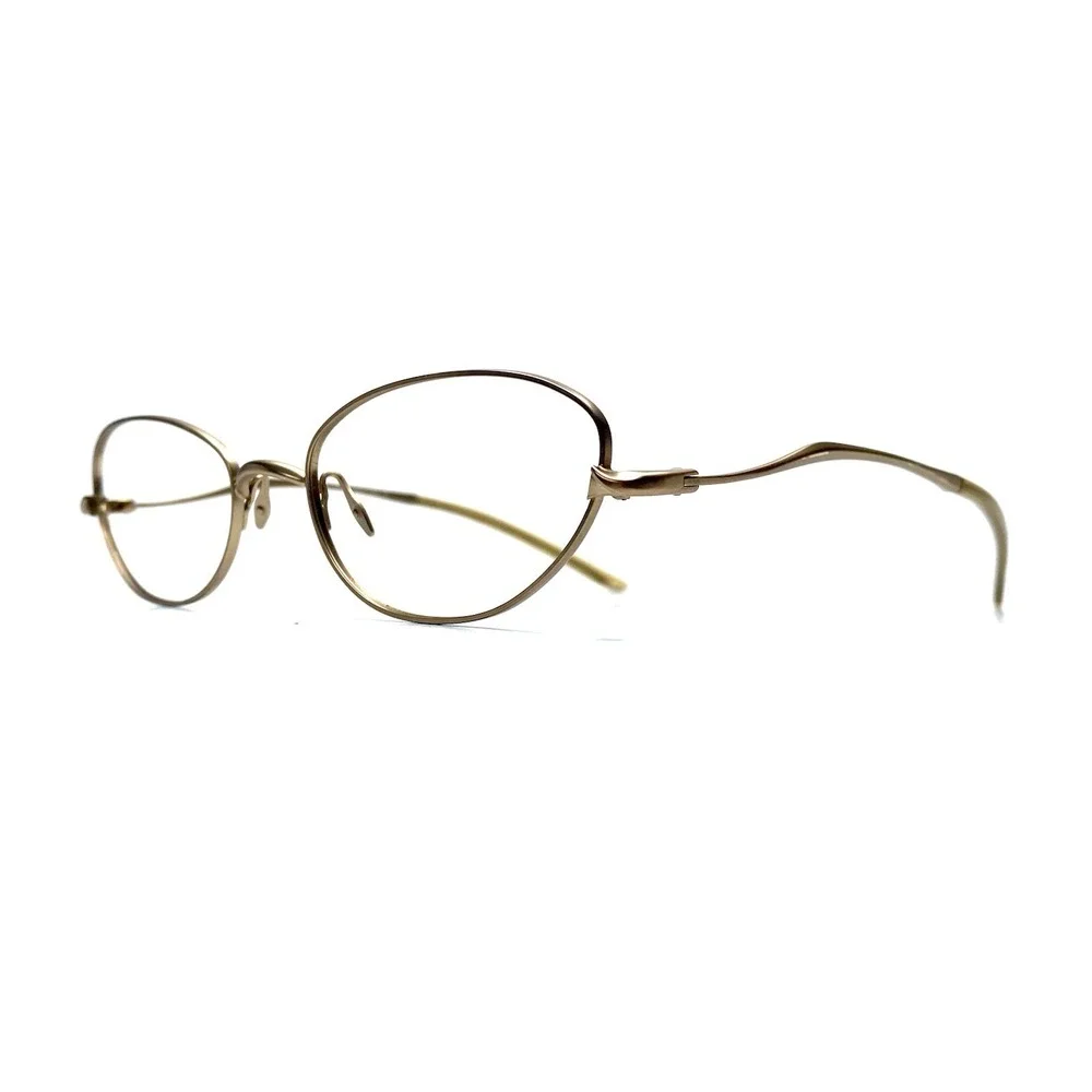 Prada Brushed Gold Oval Cat Eye Glasses Italy VPR69C 1AO2H1 53 16 135